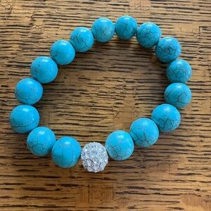 Stella & Dot Turquoise Bracelet with Silver Crystal Accent